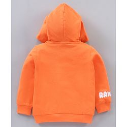 Babyhug Full Sleeves Hooded Sweatshirt & Lounge Pant Lion Applique - Orange Light Grey