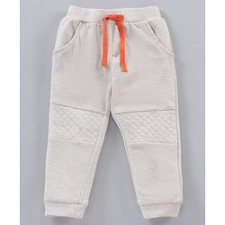 Babyhug Full Sleeves Hooded Sweatshirt & Lounge Pant Lion Applique - Orange Light Grey