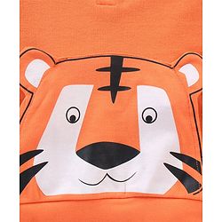 Babyhug Full Sleeves Hooded Sweatshirt & Lounge Pant Lion Applique - Orange Light Grey