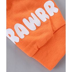 Babyhug Full Sleeves Hooded Sweatshirt & Lounge Pant Lion Applique - Orange Light Grey