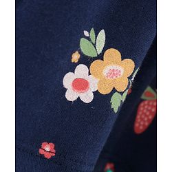 Babyhug 100% Cotton Three Forth Sleeves Frock Floral Print - Navy