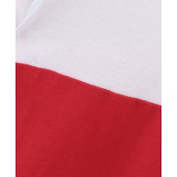Babyhug 100%Cotton Short Sleeves Colour Block Frock Bow Applique - White Red Navy Blue