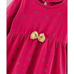Babyhug 100%Cotton Full Sleeves Frock Floral Print - Fuchsia