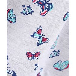 Babyhug 100% Cotton Full Sleeve Frock Butterfly Print - Ecru Melange