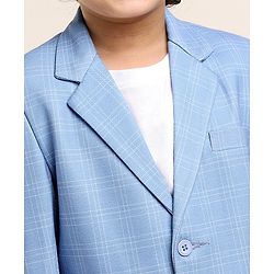 Babyhug Full Sleeves Checked Party Suit - Blue