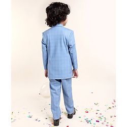 Babyhug Full Sleeves Checked Party Suit - Blue