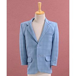 Babyhug Full Sleeves Checked Party Suit - Blue