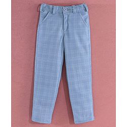 Babyhug Full Sleeves Checked Party Suit - Blue