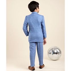 Babyhug Full Sleeves Party Suit with Solid - Blue