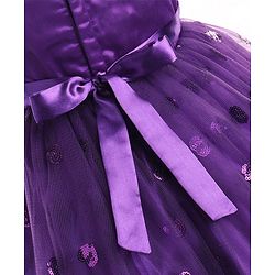 Babyhug Sleeveless Sequins Party Frock With Floral Applique - Aubergine