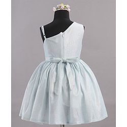 Babyhug Party Wear Sleeveless Frock Floral Appliques - Light Blue