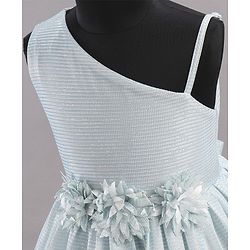 Babyhug Party Wear Sleeveless Frock Floral Appliques - Light Blue