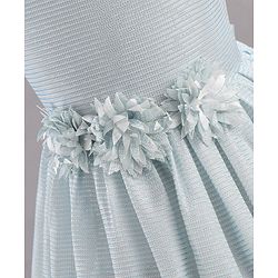 Babyhug Party Wear Sleeveless Frock Floral Appliques - Light Blue