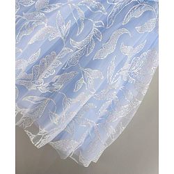 Babyhug Sleeveless Party Wear Dress Floral Appliques - Frozen Blue