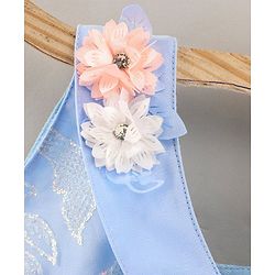 Babyhug Sleeveless Party Wear Dress Floral Appliques - Frozen Blue