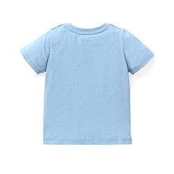 Babyhug Half Sleeves T-Shirt Riding Bear Patch - Blue
