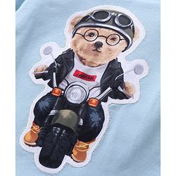 Babyhug Half Sleeves T-Shirt Riding Bear Patch - Blue