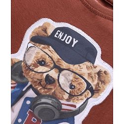 Babyhug Full Sleeves T-Shirt Bear Patch Applique - Brown