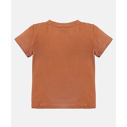 Babyhug Cotton Half Sleeves T-Shirt Bear Patch - Brown