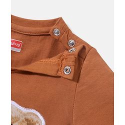 Babyhug Cotton Half Sleeves T-Shirt Bear Patch - Brown