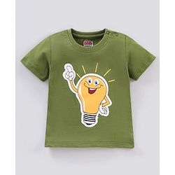 Babyhug Cotton Half Sleeves T-Shirt Bulb & Stripes Print Pack of 3- Green & Orange