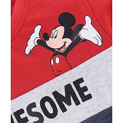 Babyhug Cotton Half Sleeves T-Shirts Awesome  Micky Mouse Print - Red & Navy Blue