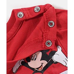 Babyhug Cotton Half Sleeves T-Shirts Awesome  Micky Mouse Print - Red & Navy Blue