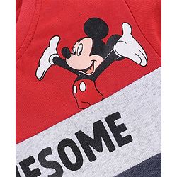 Babyhug Cotton Half Sleeves T-Shirts Awesome  Micky Mouse Print - Red & Navy Blue