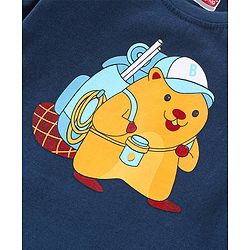 Babyhug Cotton Half Sleeves Beaver Print T-Shirt - Blue