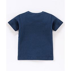 Babyhug Cotton Half Sleeves Beaver Print T-Shirt - Blue
