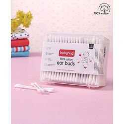 Babyhug 100% Pure Cotton Buds with Eco-Friendly Paper Sticks  200 Pieces | Soft | Safe | Gentle for Babies