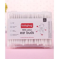 Babyhug 100% Pure Cotton Buds with Eco-Friendly Paper Sticks  200 Pieces | Soft | Safe | Gentle for Babies