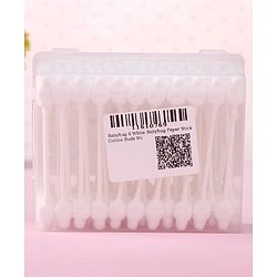 Babyhug Paper Stick Cotton Buds with Ear Drum Protection - 55 Pieces