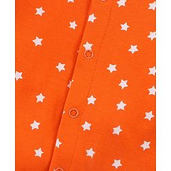 Babyhug Full Sleeves Footed Sleepsuit Star Print - Orange