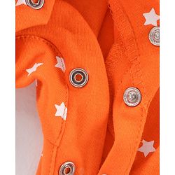 Babyhug Full Sleeves Footed Sleepsuit Star Print - Orange
