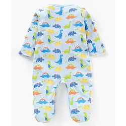 Babyhug Cotton Full Sleeves Sleep Suit Dino Print- Blue