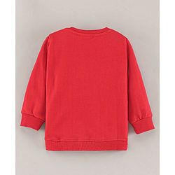 Babyhug Full Sleeves Cotton Knit Donald Duck Sweatshirt with Foil Print - Red