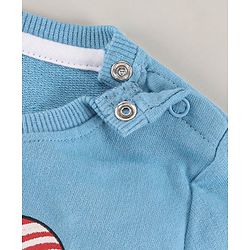 Babyhug Full Sleeves Cotton Knit Sweatshirt with MICKEY Mouse Print - Blue
