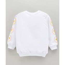 Babyhug Cotton Knit Full Sleeves Sweatshirt Emoji Print - White