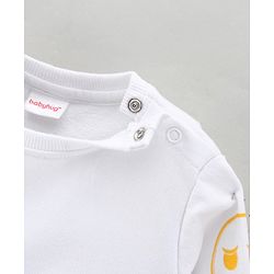 Babyhug Cotton Knit Full Sleeves Sweatshirt Emoji Print - White