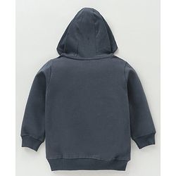Babyhug Cotton Knit Full Sleeves Emoji Print Hooded Sweatshirt - Charcoal Grey