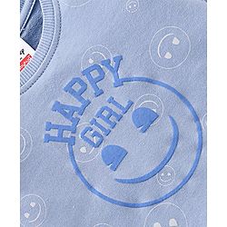 Babyhug Cotton Knit Full Sleeves printed Sweatshirt with EMOJI Graphics- Blue