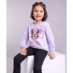 Babyhug Cotton Knit Full Sleeves Mini Mouse Printed Sweatshirt - Purple