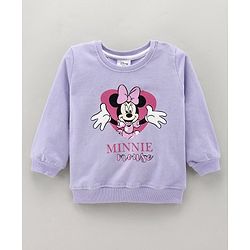 Babyhug Cotton Knit Full Sleeves Mini Mouse Printed Sweatshirt - Purple