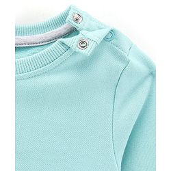 Babyhug Cotton Knit Full Sleeves Mini Mouse & Daisy Duck Sweatshirt with Glitter detailing- Sky Blue