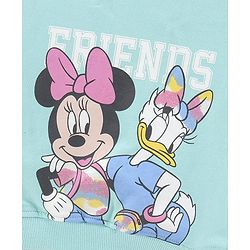 Babyhug Cotton Knit Full Sleeves Mini Mouse & Daisy Duck Sweatshirt with Glitter detailing- Sky Blue