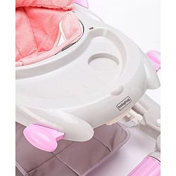 Babyhug Champ 2 in 1 Multifunctional Rocker cum Walker with Lights I Musical Play tray cum feeding tray - Pink| Removable Foot Mat| Smooth Swivel Wheels| Compact Fold