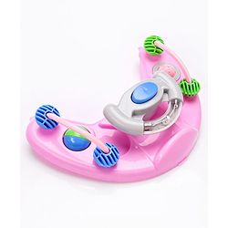 Babyhug Champ 2 in 1 Multifunctional Rocker cum Walker with Lights I Musical Play tray cum feeding tray - Pink| Removable Foot Mat| Smooth Swivel Wheels| Compact Fold