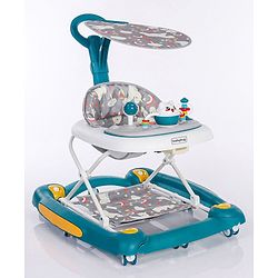 Babyhug Unicorn Foldable Baby Walker Cum Rocker With Sun Shade - Blue