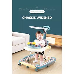 Babyhug Unicorn Foldable Baby Walker Cum Rocker With Sun Shade - Blue
